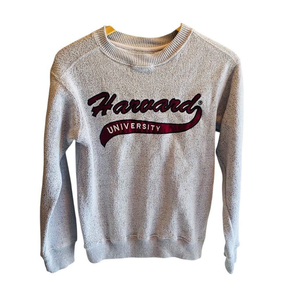 Harvard Licensed Gear Gray Embroidered Logo Long Sleeve Unisex Sweatshirt XS